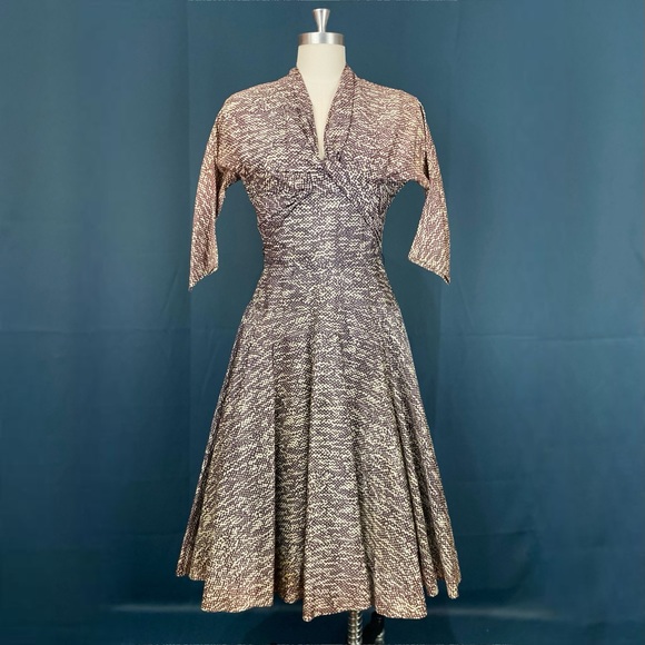 Vintage Dresses & Skirts - Vintage 50s Patterned Swing Dress